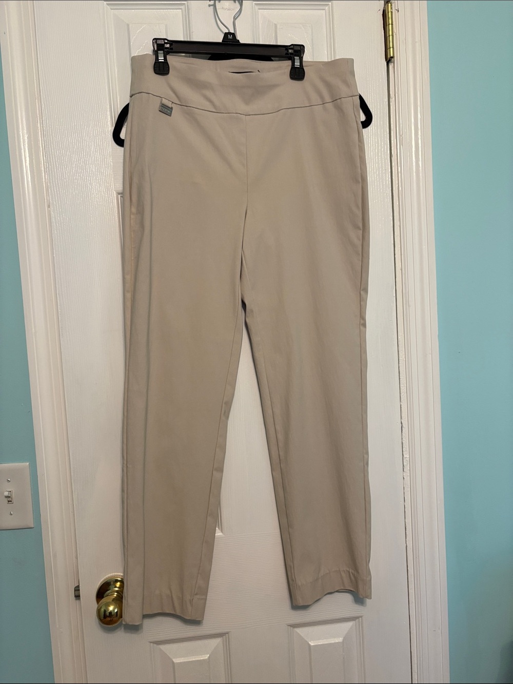 Premise Neutral-Tone Straight-Leg Pull-On Pants in Beige